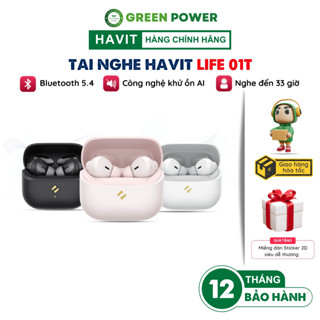 Tai Nghe TWS HAVIT LIFE 01T TW982, BT 5.4, Driver 13mm,Công Nghệ AI Khử Ồn,Nghe Nhạc Đến 33h - Chính Hãng BH 12Tháng