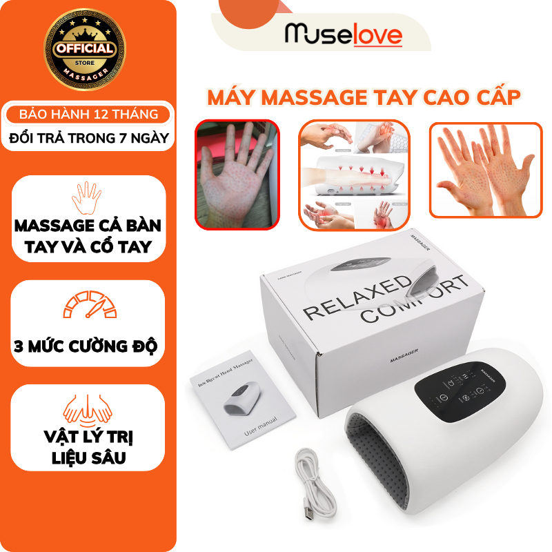 Máy Massage Tay Cao Cấp MUSELOVE Massage Trị Liệu Tích Hợp Nhiệt Massage Đa Vùng Trên Bàn Tay