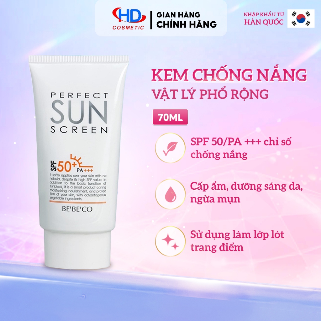 [BEBECO] Kem chống nắng dưỡng trắng da phổ rộng chống nắng hoàn hảo SUN SCREEN SPF 50/PA++++ - DA16