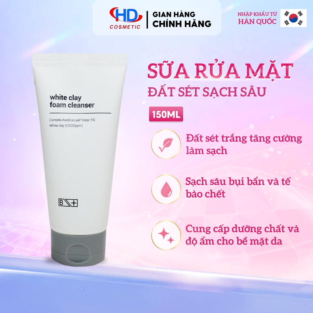 [BEBECO] Sữa rửa mặt đất sét trắng BEBECO Plus White Clay Foam Cleanser 150ML - DA18