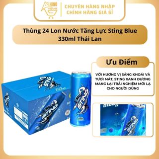 Thùng 24 Lon Nước Tăng Lực Sting Blue 330ml Thái Lan Hương Vị Thơm Ngon Không Ngọt Gắt - Hinohouse