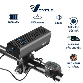 Đèn còi xe đạp MT-007 | Đèn xe đạp siêu sáng kết hợp còi 5 kiểu chuông, Đèn chống nước, sạc USB