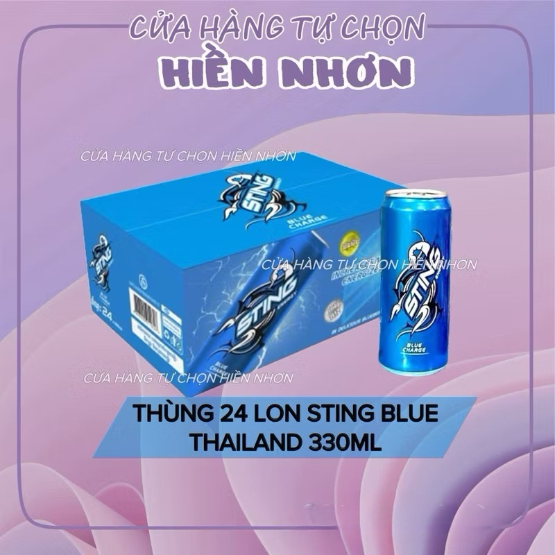 [Thùng 24 lon] Nước Uống Tăng Lực Sting Blue Dạng Lon Xanh Dương