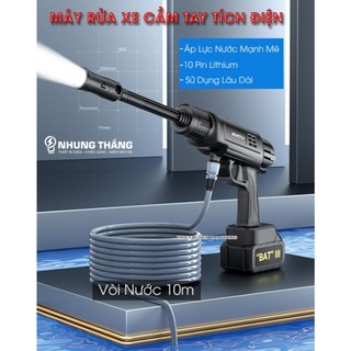  Máy Rửa Xe Áp Lực Cao ST-6317D - Dùng 10 PIN SẠC - Dây Dài 10m - Súng Rửa Xe Mini Gia Đình Tiện Dụng - Bảo Hành 1 Năm 