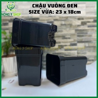  Size vừa 18-23cm Chậu nhựa vuông cứng trồng cây cảnh cây kiểng hoa hồng hoa lan 