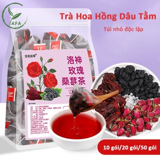 Trà dưỡng nhan trắng da 50 gói Trà thảo mộc Trà Atiso Trà Dâu Tằm Nụ hoa hồng Bổ huyết dưỡng nhan
