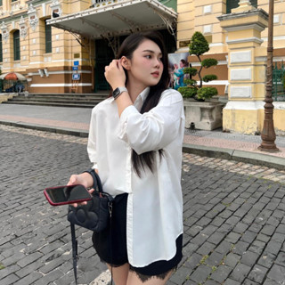 Áo sơmi oversize (<95kg) Bigsize có 2 màu trắng và đen
