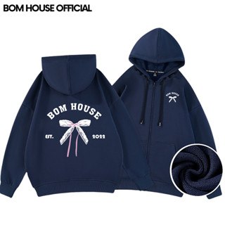 Áo Khoác Nỉ Hoodie Zip BOM HOUSE Có 2 Túi Trong Form Rộng Nam Nữ Unisex