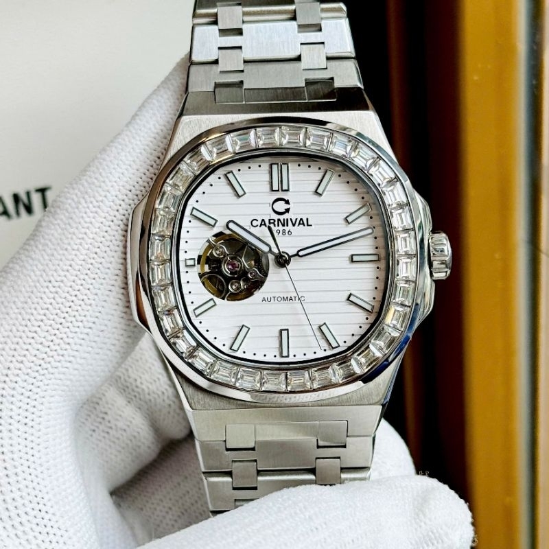 [Chính Hãng 100%] Đồng Hồ Nam  Carnival Nautilus 8128G (8128) (Viền Đá) Máy Cơ (Automatic) Japan Siz