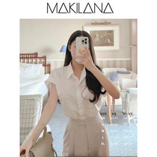 SM9 Áo sơ mi nữ tay ngắn cánh dơi MAKILANA nhiều màu sắc kiểu phom rộng phong cách nhẹ nhàng, trẻ trung, năng động SM9