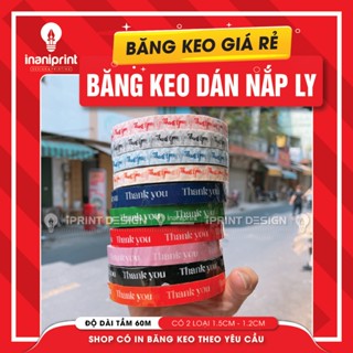 Băng Keo Thank You Dán Nắp Ly Cà Phê, Băng Keo Dán Nắp Hộp, Băng Keo Dán Niêm Phong Sản Phẩm - 1 Cuộn Dài  60m