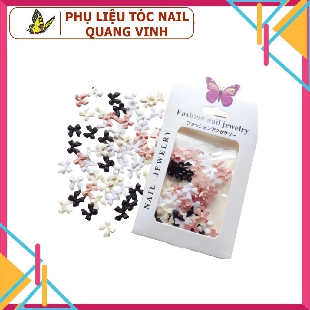 Charm nơ nail cao cấp, charm nơ gắn móng