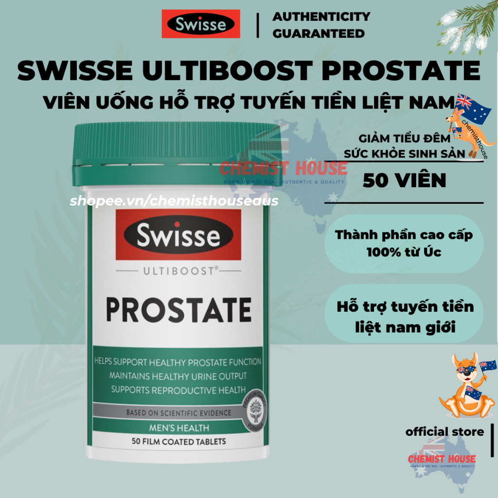 Viên Uống Hỗ Trợ Tuyến Tiền Tiệt Nam Giảm Tiểu Đêm Swisse Ultiboost Prostate 50 Viên Hỗ Trợ Sinh Sản Nam Giới