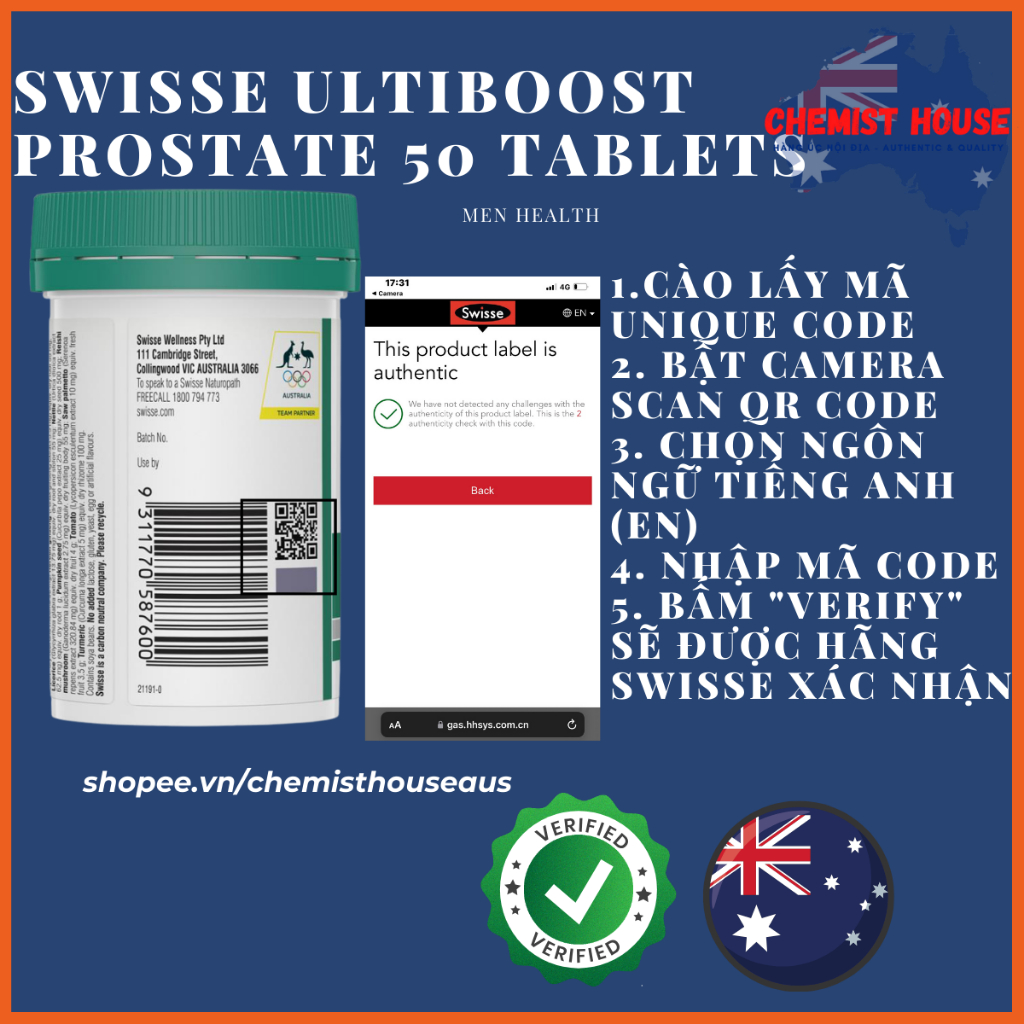 Viên Uống Hỗ Trợ Tuyến Tiền Tiệt Nam Giảm Tiểu Đêm Swisse Ultiboost Prostate 50 Viên Hỗ Trợ Sinh Sản Nam Giới