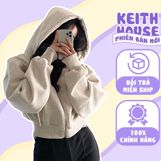 Áo khoác nỉ croptop mũ siêu to, Áo hoodie zip dày dặn form rộng, Áo dáng ngắn siêu xinh