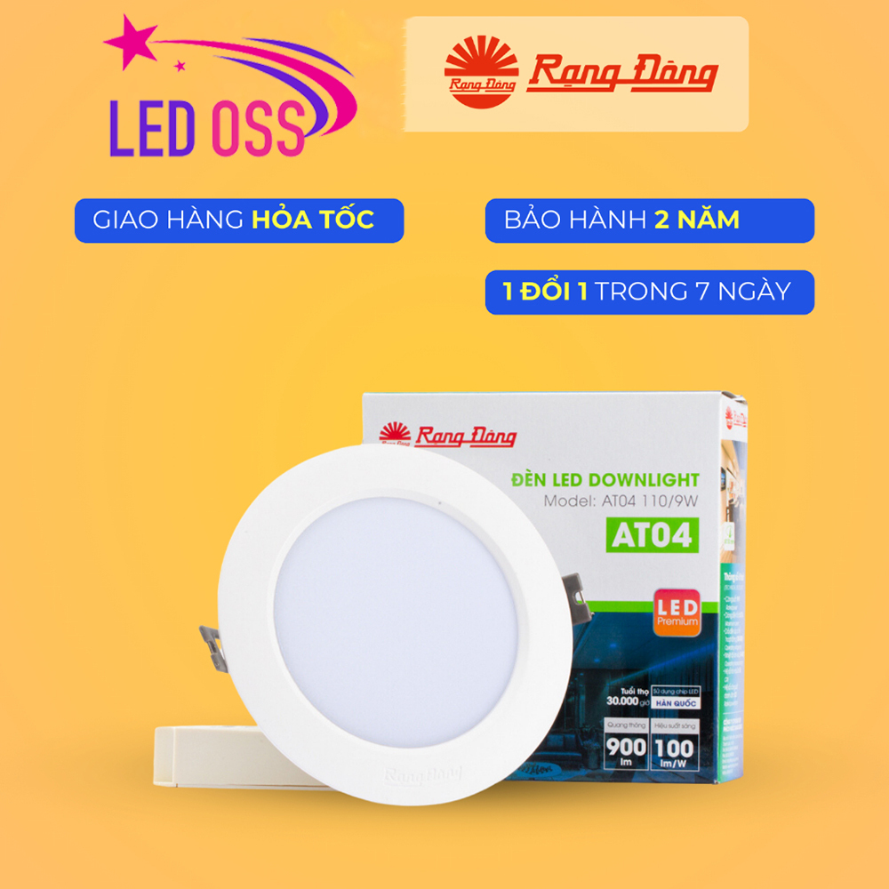[CHÍNH HÃNG] Đèn Âm Trần 7W, Khoét lỗ 90mm, Rạng Đông  - Bảo Hành 2 Năm - Model: D AT04