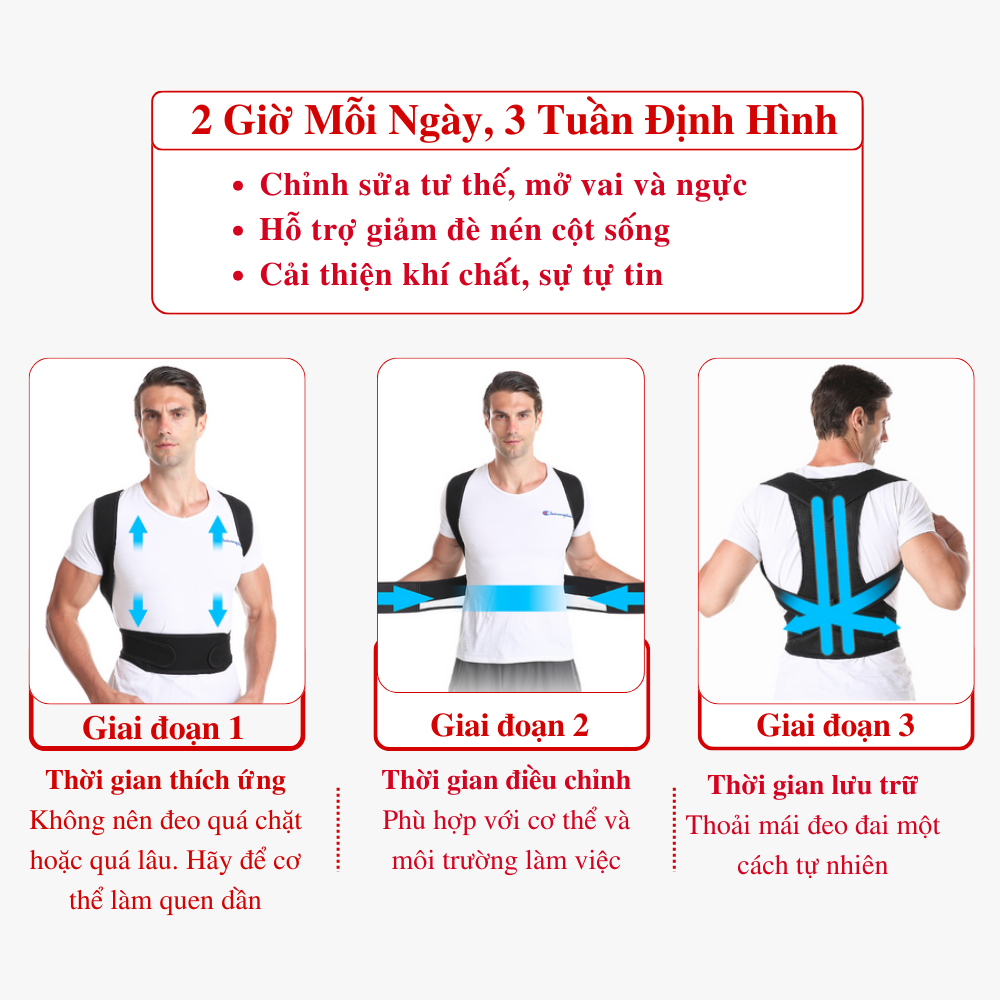 Đai Chống Gù Lưng Nam Hỗ Trợ Giảm Đau Cột Sống Vicenzo, Đai Lưng Chống Gù Cột Sống