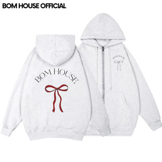 Áo Khoác Nỉ Hoodie Zip BOM HOUSE Nơ 01 Có 2 Túi Trong Form Rộng Nam Nữ Unisex