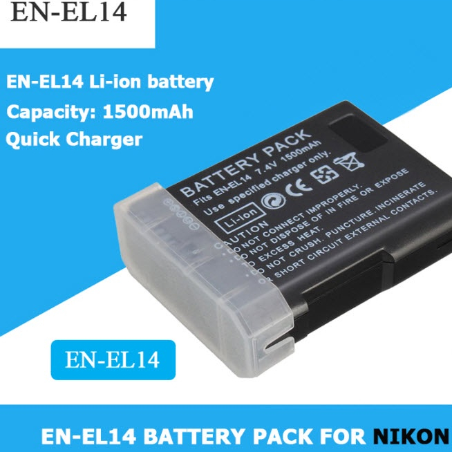Pin máy ảnh Dung Lượng Cao EN-EL14 cho Nikon D3100 D3200 D5100 D5200 P7000 P7100 D5300