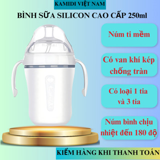 Bình Sữa Silicon Trắng Kamidi Bình Đựng Sữa Cho Bé Chất Liêu Cao Cấp, An Toàn Trữ được 250mL Sữa
