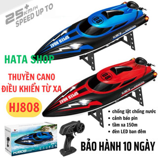 Tàu Thuyền Cano Điều Khiển Từ Xa HJ808 tốc độ cao 25km/h Chống Lật Có Đèn LED Ban Đêm Speedboat 2.4GHZ Có Điều Tốc