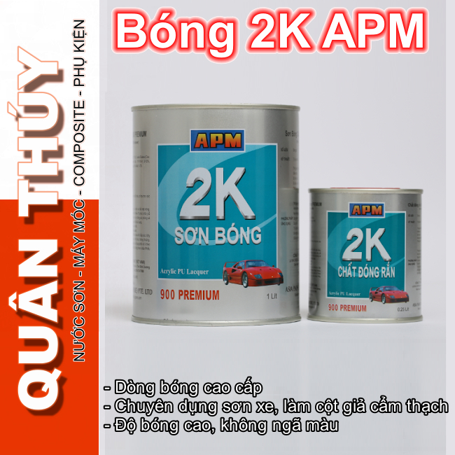 Dầu Bóng 2k APM ( Singapore) sơn siêu bóng, trong suốt, chống ố vàng - Sơn bóng 2K Clear APM (1 Lít)
