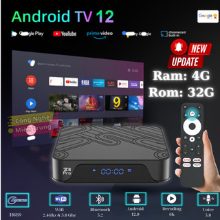  Android Tivi Box Z8 Pro - Ram 2G&4G - Bluetooth - Netflix - Remote Tìm Kiếm Giọng Nói 
