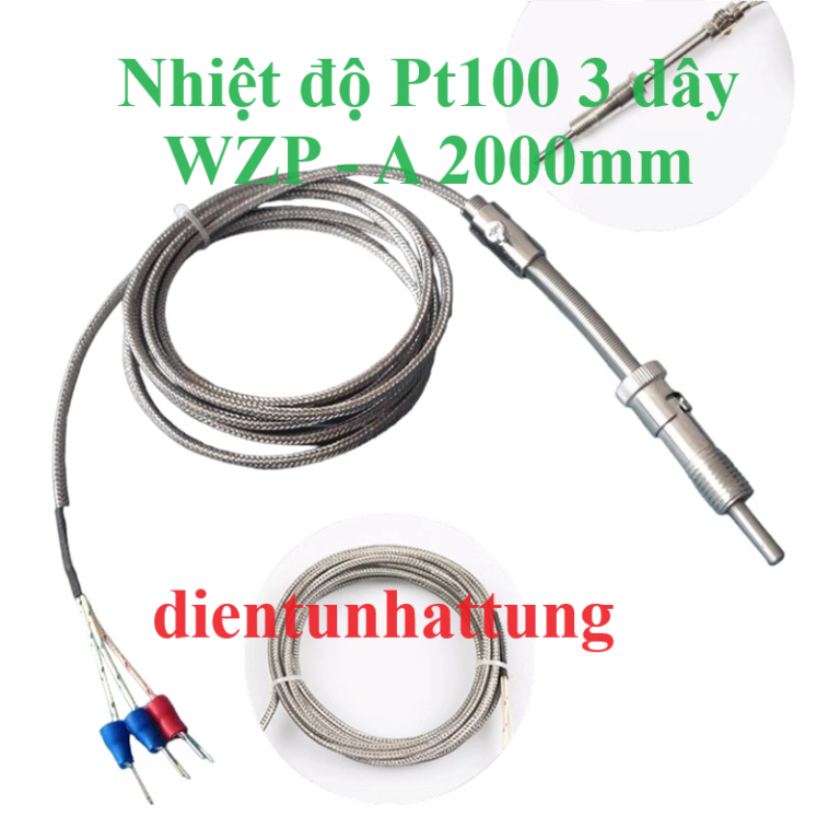PT100 3 DÂY M5 WZP-A 2000MM, CẢM BIẾN PT100 LÒ XO