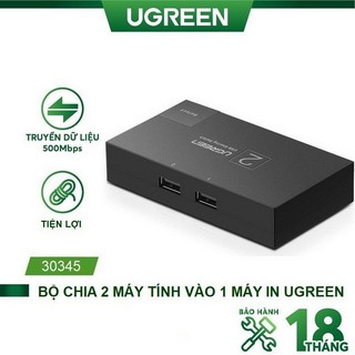 Bộ Chia Máy In 2 Máy Tính Vào 1 Máy In Ugreen 30345 (Tặng Kèm 2 Dây Máy In 1,5m) - Hàng Chính Hãng Bảo hành 18 tháng