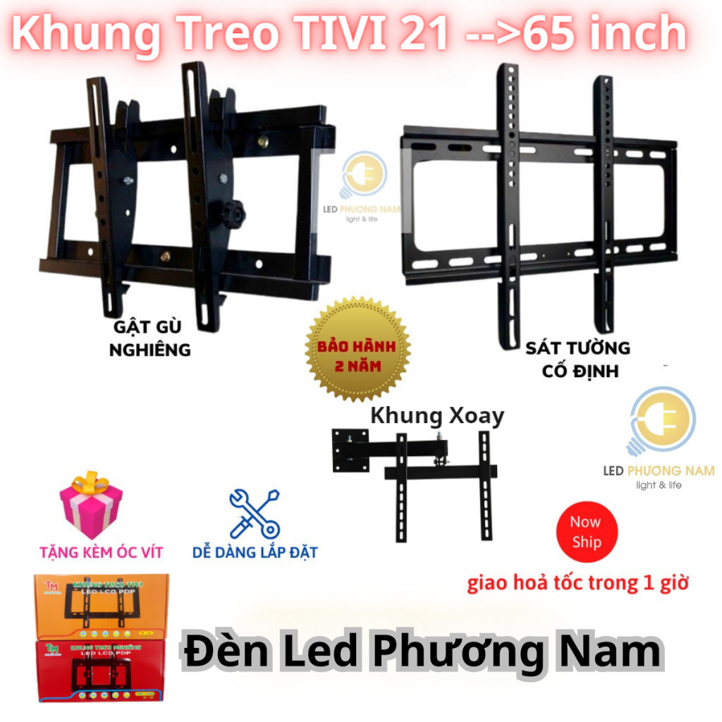 Giá Treo TIVI Sát Tường Đa Năng, Khung Treo Cố Định và Gật Gù, Xoay 24 đến 90 inch