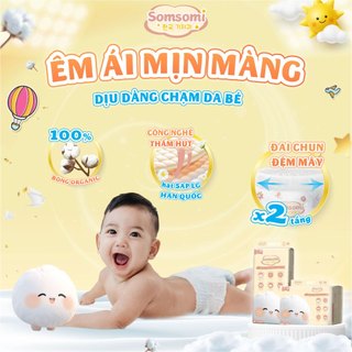 [MUA 1 TẶNG 1 QUÀ] Tã Bỉm Dán Somsomi Công nghệ Hàn Quốc Mềm - Mỏng - Mịn cho bé size NB,S,M,L