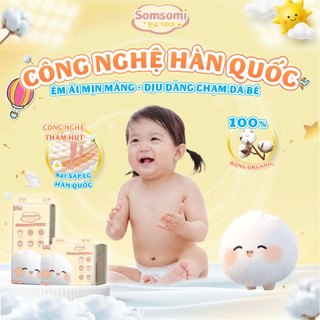 [MUA 1 TẶNG 1 QUÀ] Tã Bỉm Dán Somsomi Công nghệ Hàn Quốc Mềm - Mỏng - Mịn cho bé size NB,S,M,L