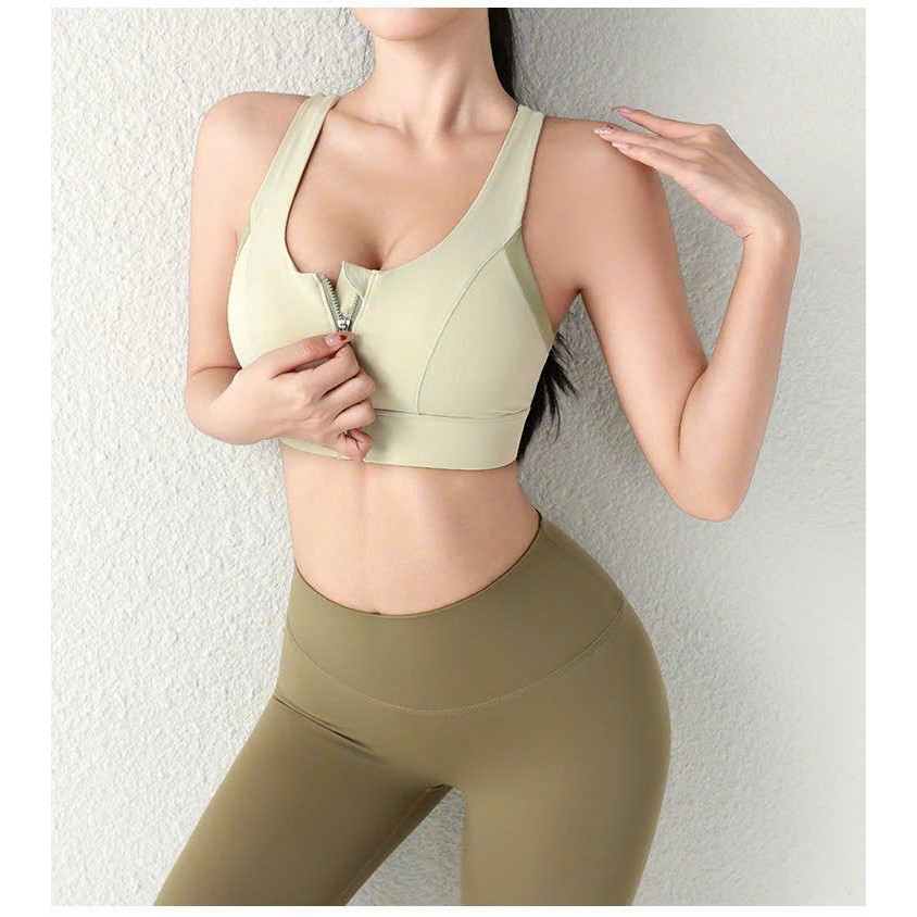 Áo Bra Khóa FRANKIN - Áo Tập Thể Thao Nữ. Sẵn ĐỆM ĐÚC Dày Dặn. Chất LYCRA Cao Cấp.BRUN