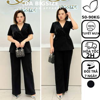 Dabigsize - Set Vest Bigsize Nữ , Set Đồ Nữ Công Sở Sang Chảnh Chất Tuyết Mưa Mềm Mịn Cho Người Mập 50-90kg