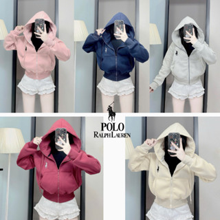 Áo hoodie zip fomr nữ croptop ralph lauren thêu logo nỉ bông thêu ngựa cao cấp siêu dày vải mũ 2 lớp nam nữ unisex DEGO