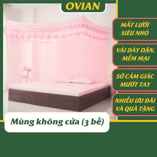 Màn ngủ không cửa 3 bề OVIAN mắt lưới nhỏ chống muỗi, mùng vải tyn52 Việt Nam, dày họa tiết tinh tế
