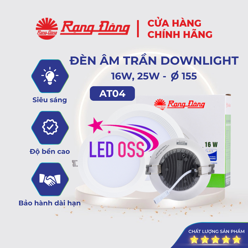 [CHÍNH HÃNG] Đèn Âm Trần 7W, Khoét lỗ 110mm, Rạng Đông  - Bảo Hành 2 Năm - Model: D AT04