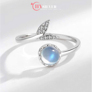 Nhẫn bạc nữ CHY SILVER nhẫn đuôi cá monstone freesize bạc thật