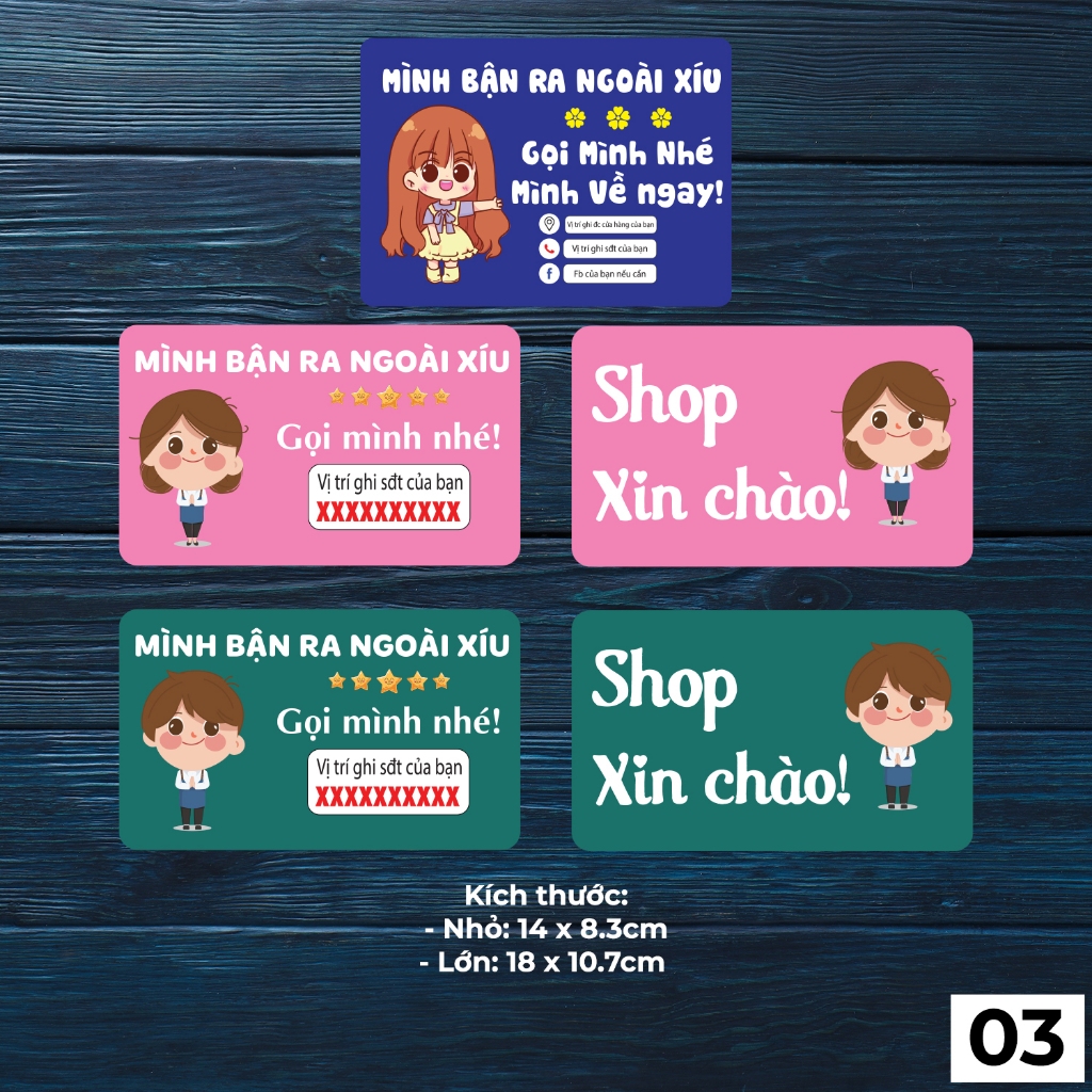 Bảng mica 3mm treo cửa phòng, decor nhà, biển treo cửa tiệm báo bận, bảng bán hàng online - Mã 03