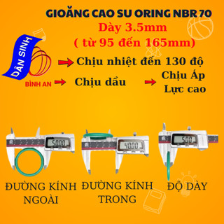 Dày 3.5mm * (95mm đến 165mm ,Đường kính trong) Gioăng cao su NBR70