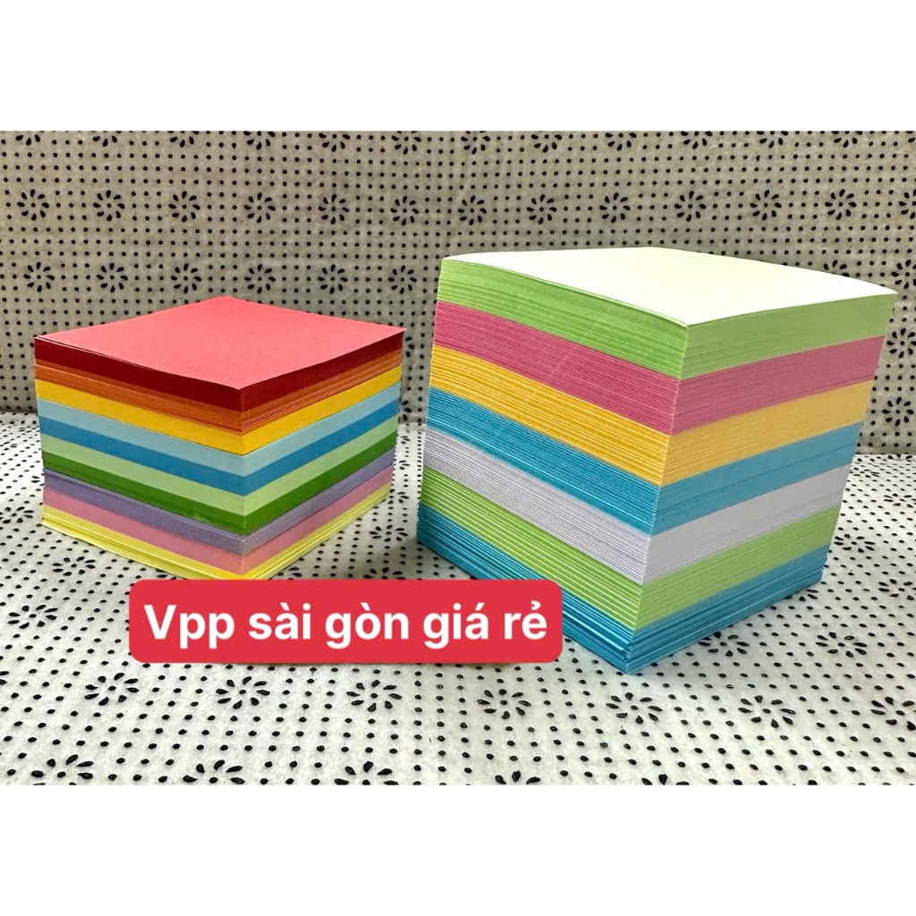 Cục Giấy Màu Giấy Note Không Keo 700 Tờ Nhiều Kích Thước Có Thể Dùng Xếp Hạc, Làm Giấy Ghi Chú