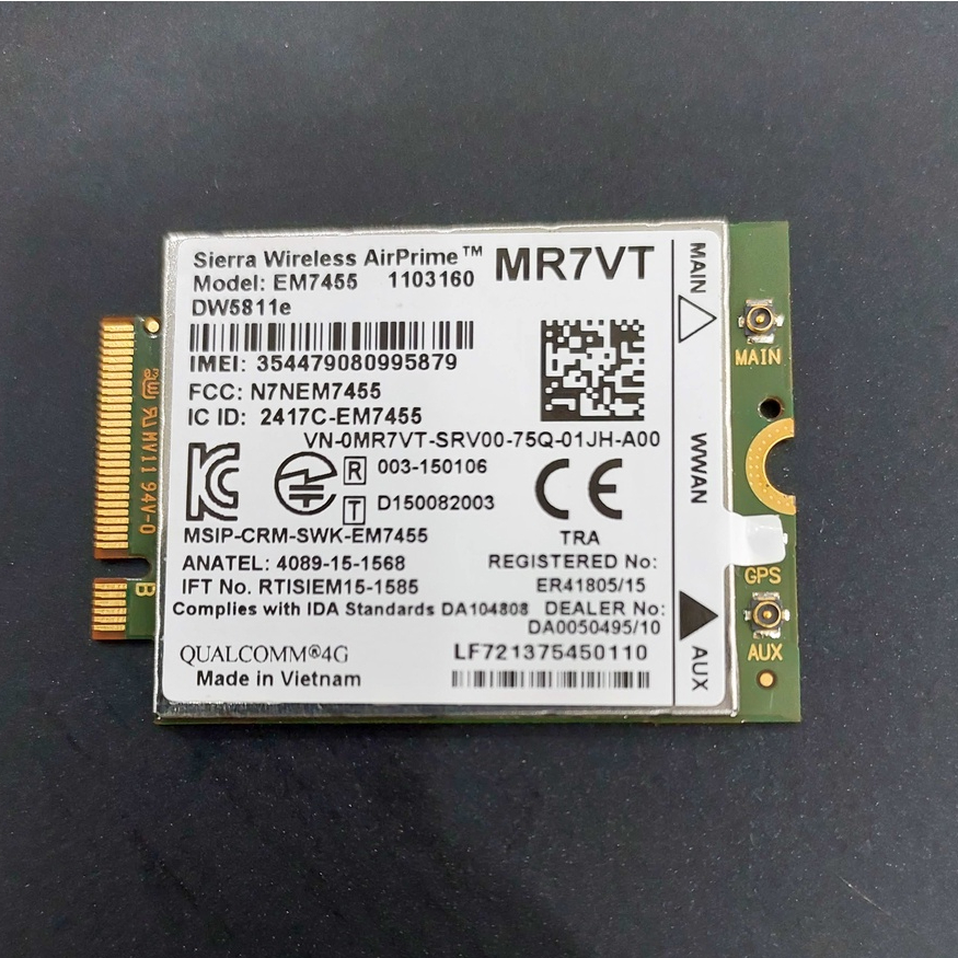 card WWAN 4G cho laptop Dell Precision, Dell Latitude Core i thế hệ 6,7,8,9,10,11 Card WWAN 4G DW581