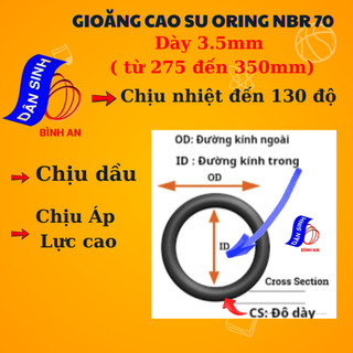Dày 3.5mm * (275mm đến 350mm Đường kính trong) Gioăng cao su NBR70
