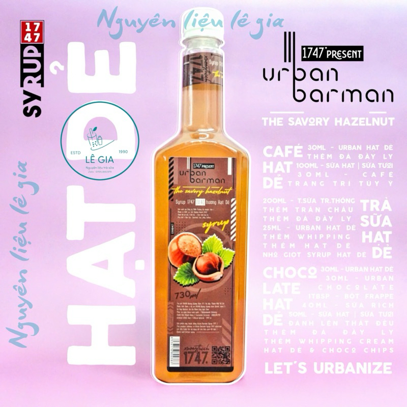 Syrup/siro Hạt dẻ Urban Barman chai 730ml