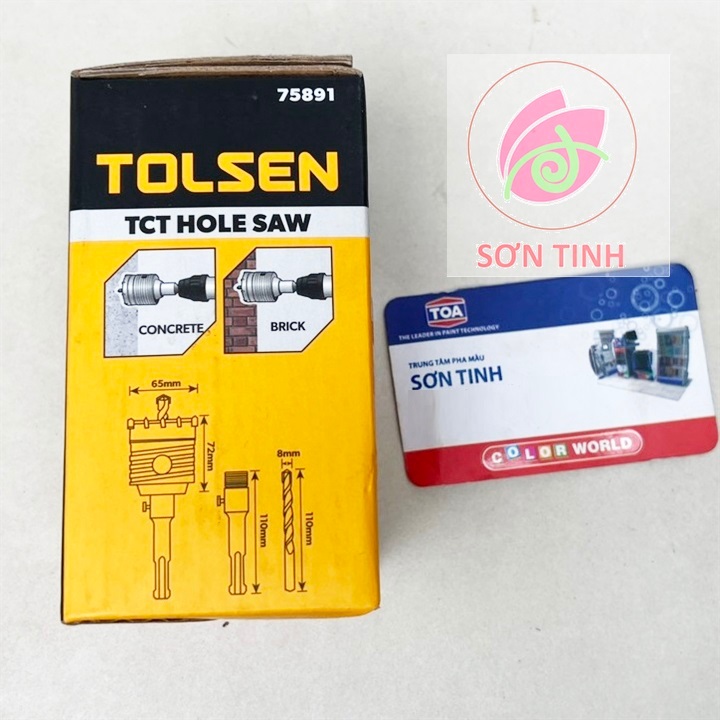 TOLSEN Mũi khoan lỗ khoét lỗ tường bê tông gỗ 65mm Hole Saw 75891