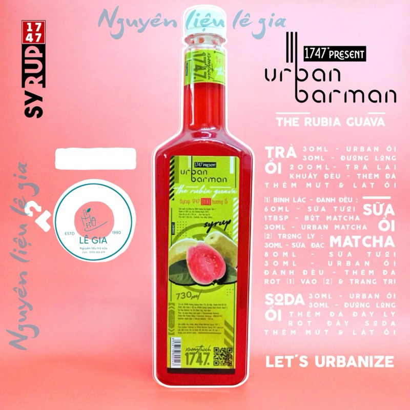 Syrup/sirro Ổi Urban Barman chai 730ml
