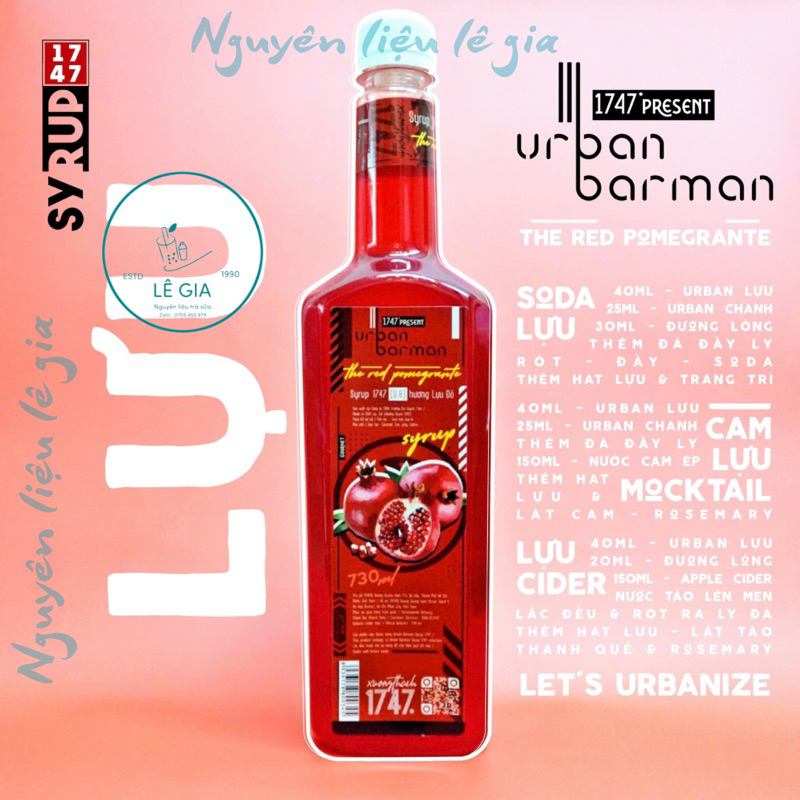 Siro  Lựu Urban Barman chai 730ml