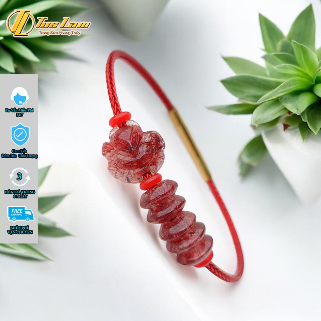 Vòng tay ngũ điếu mix hồ ly chúa ôm hoa TA tóc đỏ hợp mệnh hỏa thổ tài lộc trợ duyên - DIY TUỆ LÂM