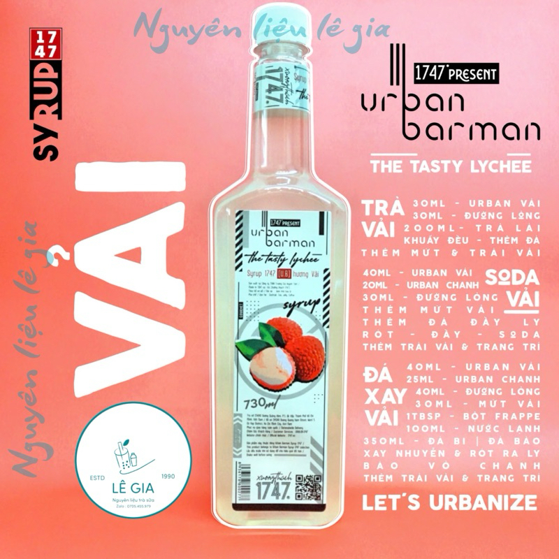 Siro Vải Urban Barman chai 730ml