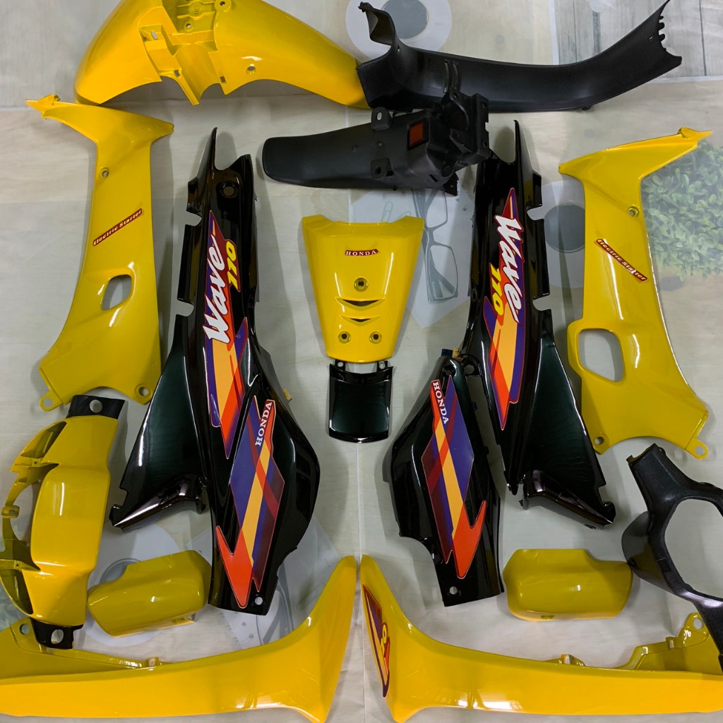 Bộ Dàn áo xe Wave nhỏ 110 - zx - alpha -wave thái 1 bóng màu VÀNG ĐEN-